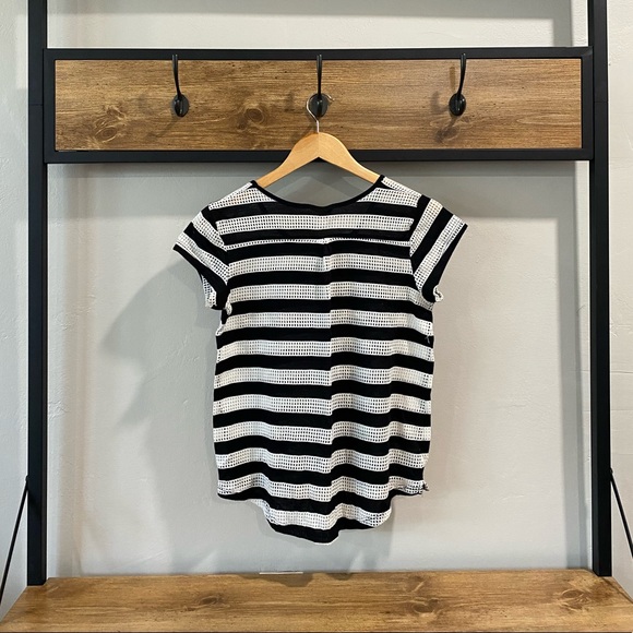 Black & White Stripe Perforated Tee - Picture 2 of 3